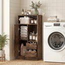 Mobile Bagno Slim 50x25x100 cm con Cassetti e Scomparti Aperti in Truciolato Marrone Rustico      