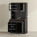 Mobile Cucina Multiuso Dispensa con Mensola e Foro Passacavi 100x40x180 cm in MDF Nero  