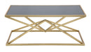 Tavolo da Caffé Piramid 110x60x45 cm in Ferro e Vetro Oro e Nero