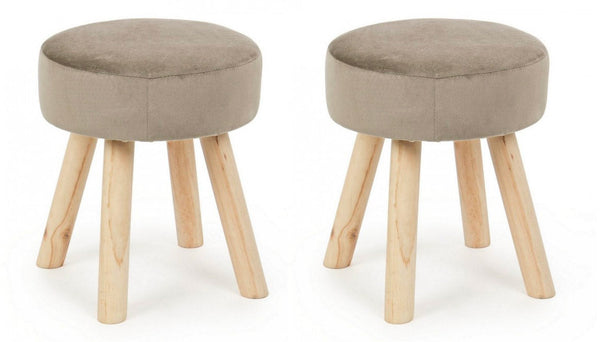 Set 2 Sgabelli 34x34x38 cm in Velluto Adeline Tortora online