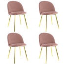 Set 4 Sedie 50x45x80 cm in Tessuto Vellutato Piedi Oro Rosa antico