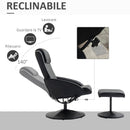 Poltrona Relax Reclinabile 71x78x101 cm con Poggiapiedi Nera