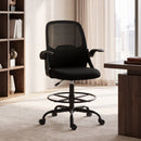 Sedia da Ufficio Ergonomica 65x59x104-124 cm con Supporto Lombare Poggiapiedi e Braccioli Ribaltabili Nera      
