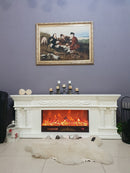 Camino Elettrico da Pavimento 70x180x33 cm Effetto Fiamma 1500W Galiot Bianco