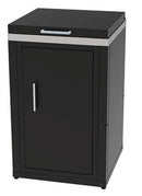 Mobile Cucina 3 Fuochi a Gas 60,7x60,7x100 cm con Armadietto Sotto e Coperchio in Acciaio e Vetro Nero      