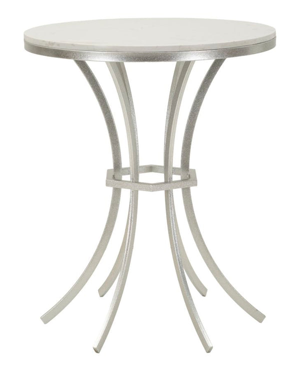 Tavolinetto Istanbul Ø56x68 cm in Ferro e Marmo Argento e Bianco prezzo