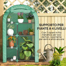 Serra a Parete a 4 Livelli 100x45x160 cm con Porta a Cerniera in Acciaio e PE Verde  