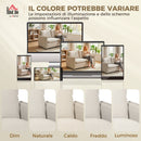 Divano 2 Posti 131x73x80 cm Imbottito con 2 Cuscini e Braccioli in Tessuto Effetto Pelle Traspirante Crema      