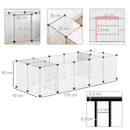 Recinto per Animali Modulabile 175x70x45 cm  con 20 Pannelli e 2 Porte in Acciaio e PP Bianco e Nero  