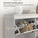 Scarpiera Salvaspazio Slim 105x24x82,5 cm con 4 Ante a Ribalta Ripiani Regolabili e Maniglia per 10-20 Paia in MDF Bianco      