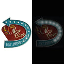 Insegna in metallo rosso blu con led cm 46,5x45,8x5