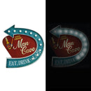 Insegna in metallo rosso blu con led cm 46,5x45,8x5