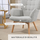 Poltrona da Salotto con Pouf Poggiapiedi 72x80x101 cm in Velluto a Costine Grigio  