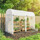 Serra a Tunnel da Giardino 300x100x200 cm per Piante e Orto con 2 Porte Avvolgibili e 4 Finestre in PE Bianco      