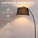 Lampada da Terra ad Arco in Metallo con Paralume in Tessuto   Nera