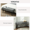 Panca Fondoletto 100x36x45 cm in Tessuto Effetto Velluto a Coste Grigio   