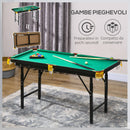 Tavolo da Biliardo ad Altezza Regolabile con Accessori 140x60x55-75 cm in MDF e Acciaio Verde