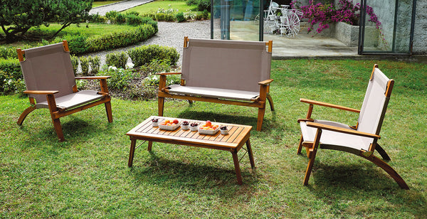 Gartengarnitur, Sofa, 2 Sessel und Couchtisch aus Vorghini Valladolid Sand Wood online