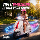 Moto Elettrica per Bambini Licenza Vespa Batteria Ricaricabile 6V Rotelle e Luci Bianco      