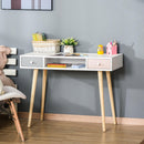 Scrivania per Bambini 100x48x76,5 cm in Legno di Pino e MDF Bianco Rosa e Grigio