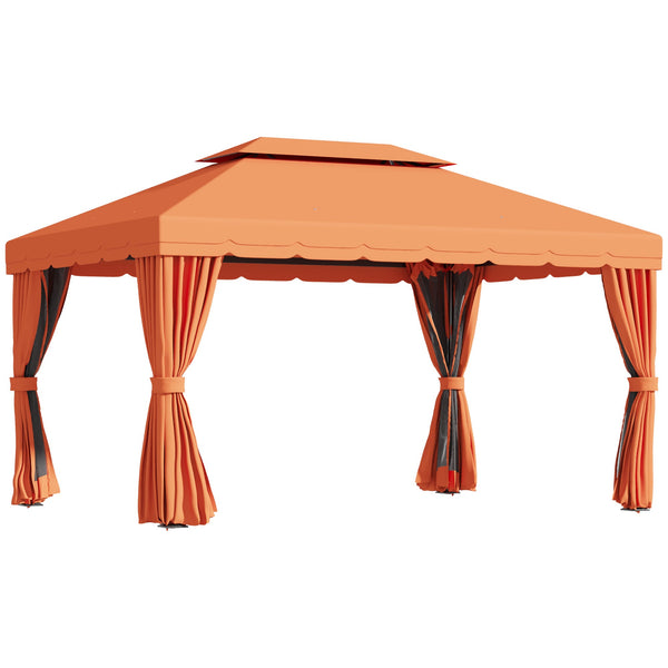Luxus-Gartenpavillon mit wasserabweisender Überdachung 2,9 x 3,9 m Orange sconto