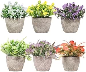 Set 6 Piante Artificiali con Vaso in Carta Pressata Grigio sconto