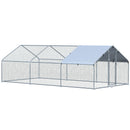 Pollaio Gabbia per Galline 600x303,5x195 cm in Metallo con Copertura in Tessuto Oxford Argento