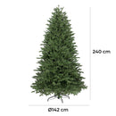 Albero di Natale Artificiale Realistico con Rami Fitti 240 cm 1299 Rami Montaggio a Ombrello Verde