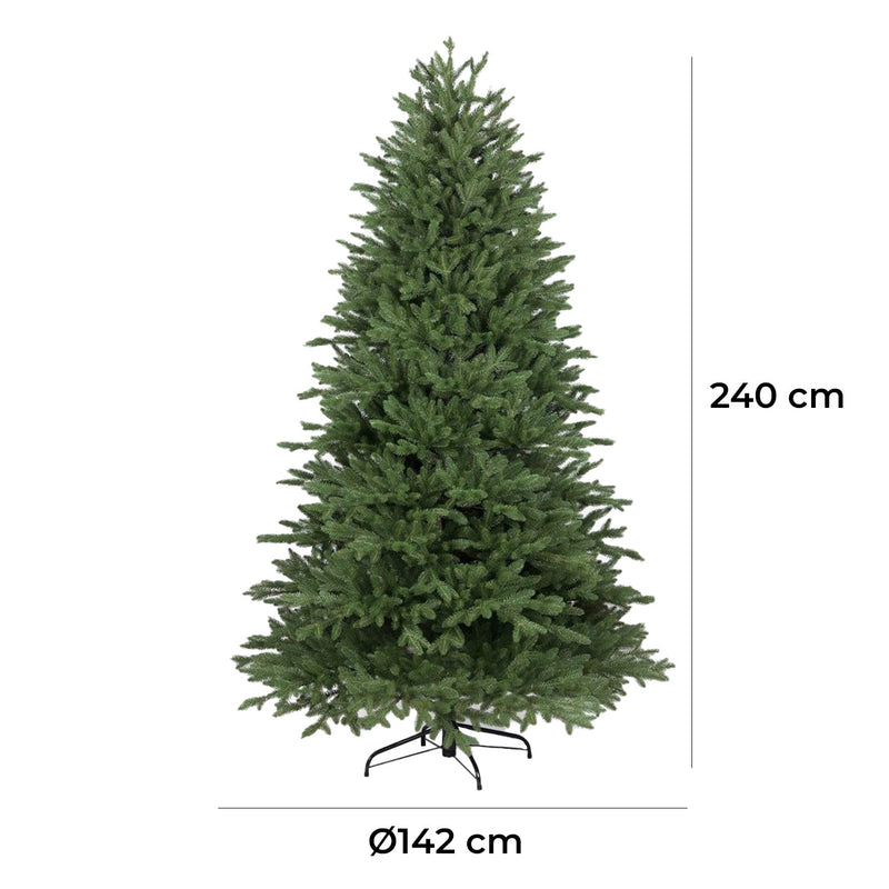 Albero di Natale Artificiale Realistico con Rami Fitti 240 cm 1299 Rami Montaggio a Ombrello Verde