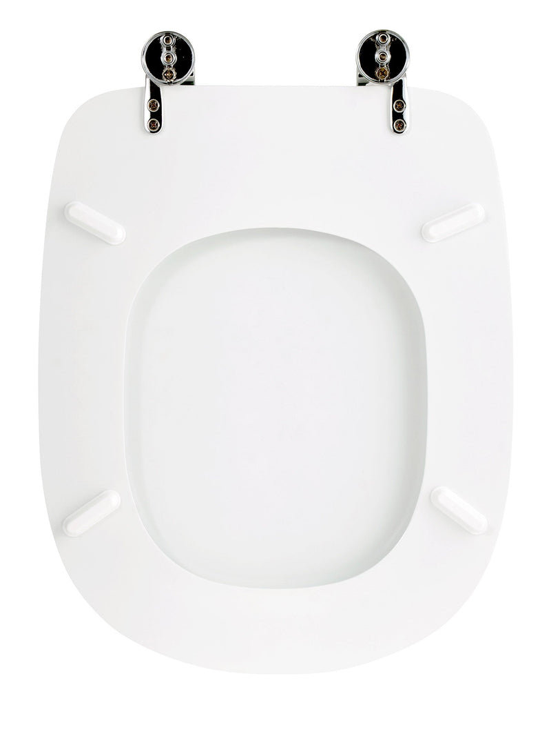 Copriwater Universale 35,5x43,3 cm in MDF Cerniere in Metallo Cromato Tesi Bianco Lucido