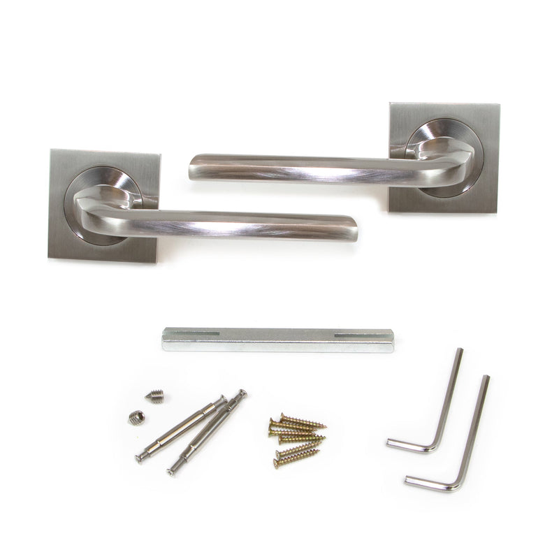 Maniglie Sydney per Porta da Interno con Rosetta 50 x 50 mm Alluminio e Zama Nickel Emuca