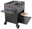 Barbecue a Legna e Carbone 120x60x92 cm con Forno per Pizza in Acciaio Etna Nero