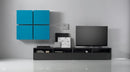 Parete Attrezzata Mobili Salotto con 4 Mobili Sospesi 2 Mobili Tv 335x41x176cm TFT  Boost Antracite e Blu