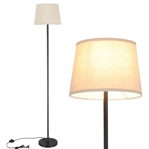 acquista Lampada Piantana Terra Design Moderno Paralume E27 Tessuto e Metallo Nero