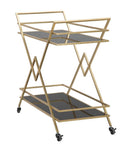 Carrello Glam Piramid 90x40x80 cm in Ferro e Specchio e MDF Oro e Nero