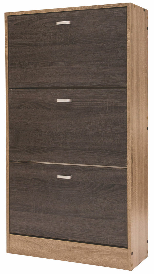 Schuhregal 3 Fächer aus MDF 63x24x115 cm Soriani Hell- und Dunkelbraun sconto