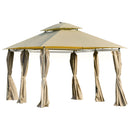 Gazebo da Giardino con Pannelli Solari e LED 3x4m in Acciaio Cachi