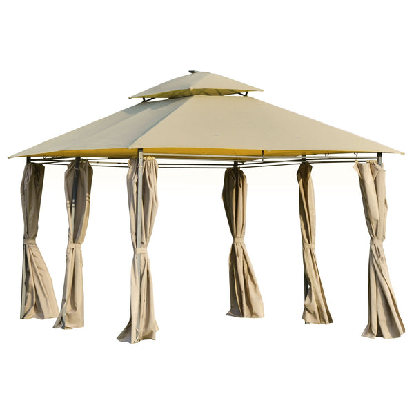 online Gartenpavillon mit Sonnenkollektoren und LEDs 3 x 4 m in Khaki Steel