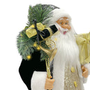Babbo Natale Abito in Velluto H60 cm con Mini Lucciole e Suoni Nero e Oro