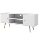 Mobile TV 55"" max con 2 Armadietti e 2 Ripiani Aperti 120x34x50 cm in Legno e Truciolato Bianco