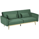 Divano Letto Singolo Clic Clac 206x81x83 cm in Tessuto Effetto Velluto con 2 Cuscini Verde 