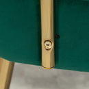 Poltrona Stile Retrò Braccioli e Gambe Dorate in Velluto Verde  