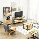 Mobile TV Max 55” 120x40x59 cm in Acciaio e Truciolato Nero e Legno Naturale