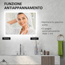 Specchio da Bagno 80x60x3 cm con LED 3 Colori Regolabili in Metallo e Vetro