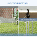 Recinto per Cani Taglia Grande 2,1x1,85x1,2m Tetto in Tessuto Oxford Anti UV Argento e Grigio