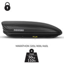Box Cofano Auto Baule Portatutto da Tetto Menabò Marathon Dark Varie Misure