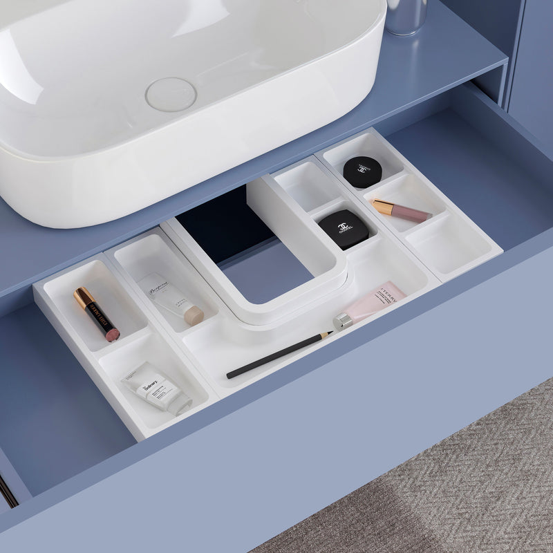 Set Organizer per Cassetti da Bagno Laterali in Plastica Emuca Tidy Grigio Antracite