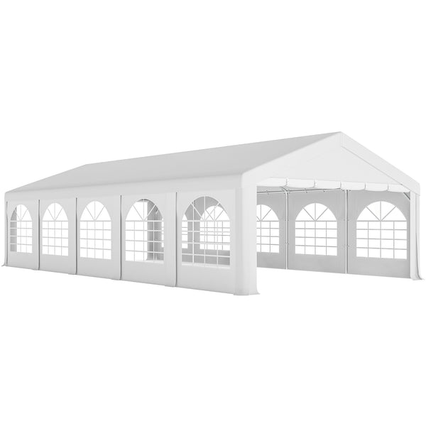 acquista Tendone da Giardino Gazebo per Feste 992x497x290 cm con 10 Pareti Laterali Rimovibili in PE e Metallo Galvanizzato Bianco