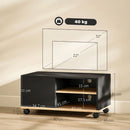 Mobile Porta TV fino 42"con Ruote e Freni Armadietto e Ripiano Regolabile 80x45x41 cm in Legno Nero