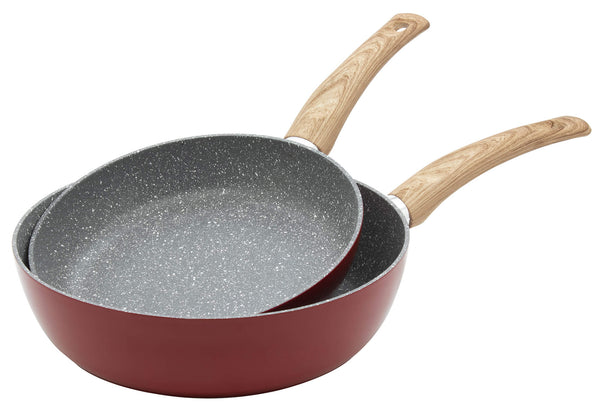 Set 2 Bratpfannen 24-28 cm hoch aus geschmiedetem Aluminium Antihaft-Induktionskollektion Ortles Rot sconto